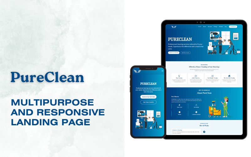 PureClean - Modèle de page de destination des services de nettoyage