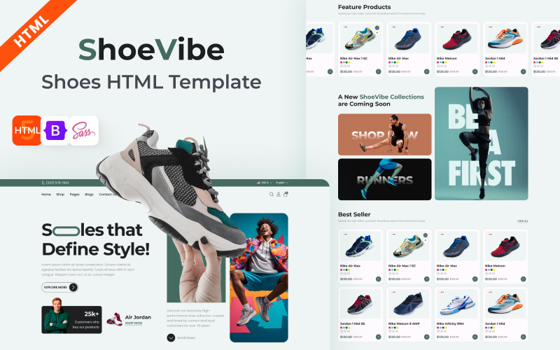 Shoe Vibe - Modelo de site HTML para loja de calçados