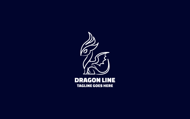 Dragon Line Art Logo Template