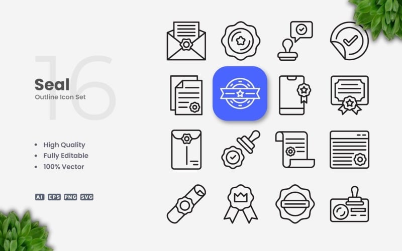 16 Seal Outline Icon Collection