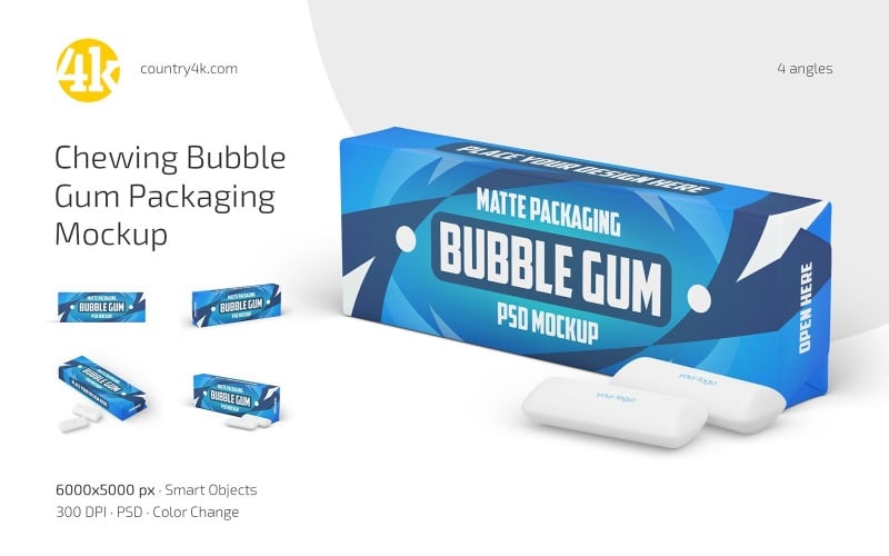 Chewing Bubble Gum Packaging Mockup Set