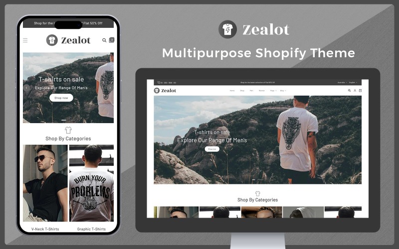 Zealot – магазин моди, одягу та одягу адаптивна тема Shopify 2.0