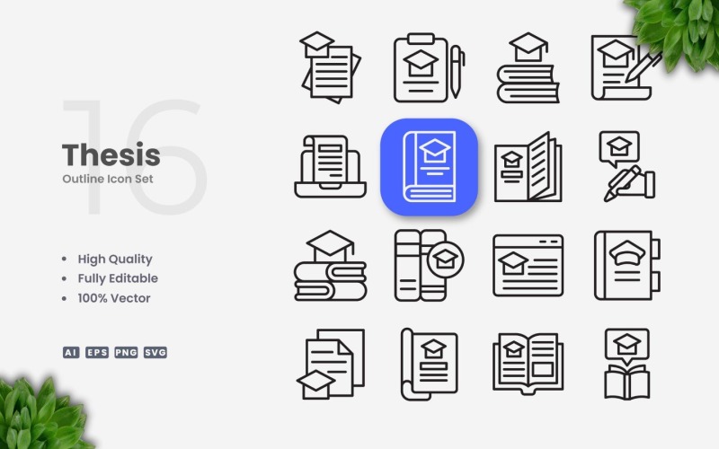 16 Thesis Outline Icon Set