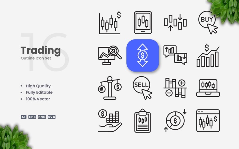 16 Trading Outline Icon Set