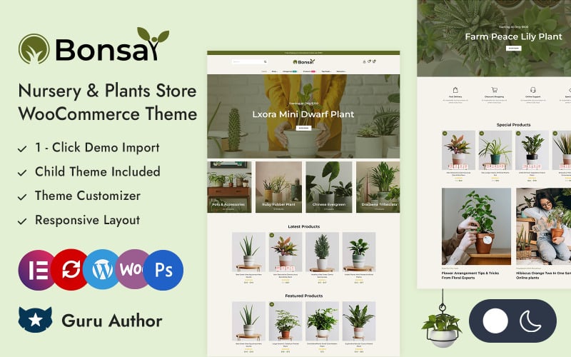 Bonsai - Bahçecilik ve Bitkiler Mağazası Elementor WooCommerce Duyarlı Tema