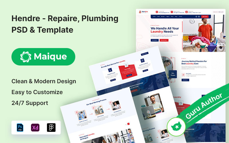 Hendre - Repaire, Plumbing & Handyman PSD Template