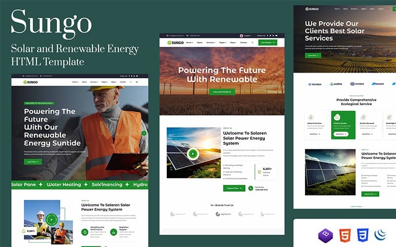 Sungo - HTML-mall för solenergi och förnybar energi