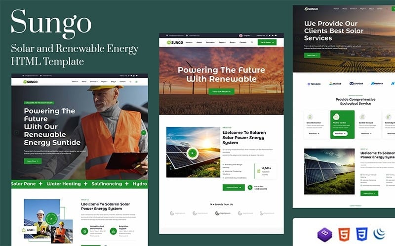 Sungo - HTML šablona pro solární a obnovitelné zdroje energie