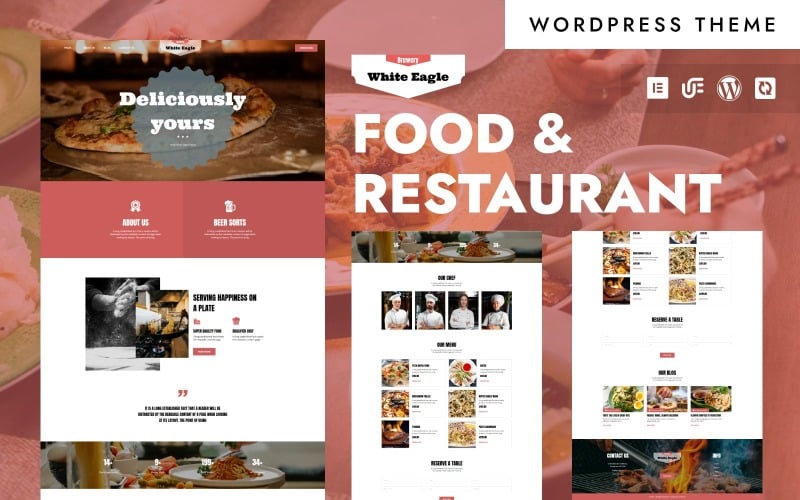 White Eagle: tema Elementor de WordPress para pizzas y comida rápida deliciosas