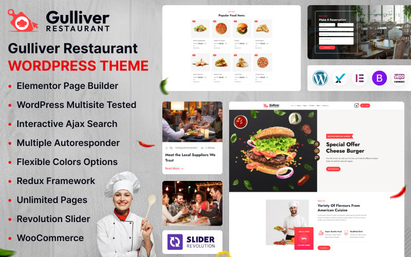 Motyw WordPress dla restauracji Gulliver