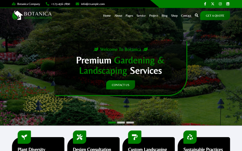 Botanica – Plantilla de sitio web React para jardinería y paisajismo