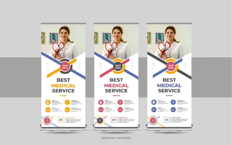 Medical, hospital roll up banner or standee banner, x Banner, Pull up banner