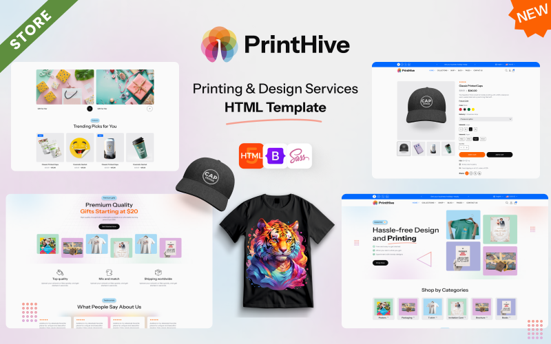 Print Hive - HTML-шаблон магазина услуг по дизайну и покраске в Интернете