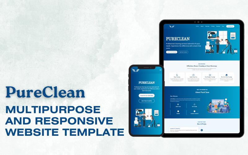 PureClean: plantilla para sitio web de servicios de limpieza