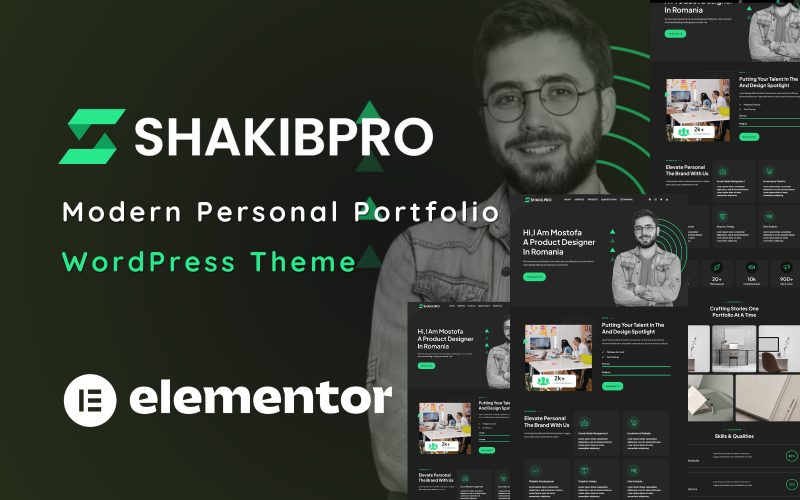 ShakibPro - Kişisel Portföy Tek Sayfa Elementor WordPress Teması