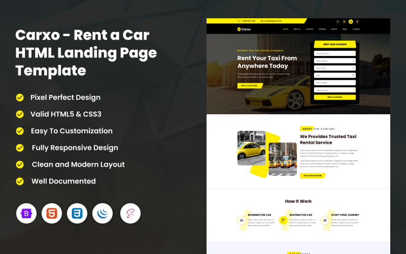 Carxo - Rent a Car HTML  Landing Page Template