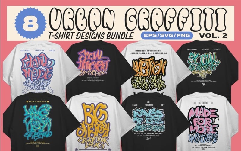 Urban Bubble Graffiti T-shirt Designs Bundle Vol. 2