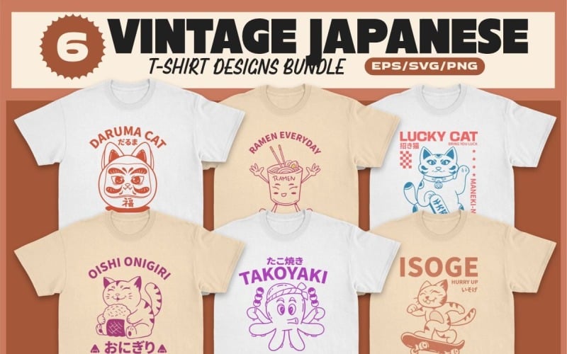 Vintage Japanese T-shirt Designs Bundle Vol. 2