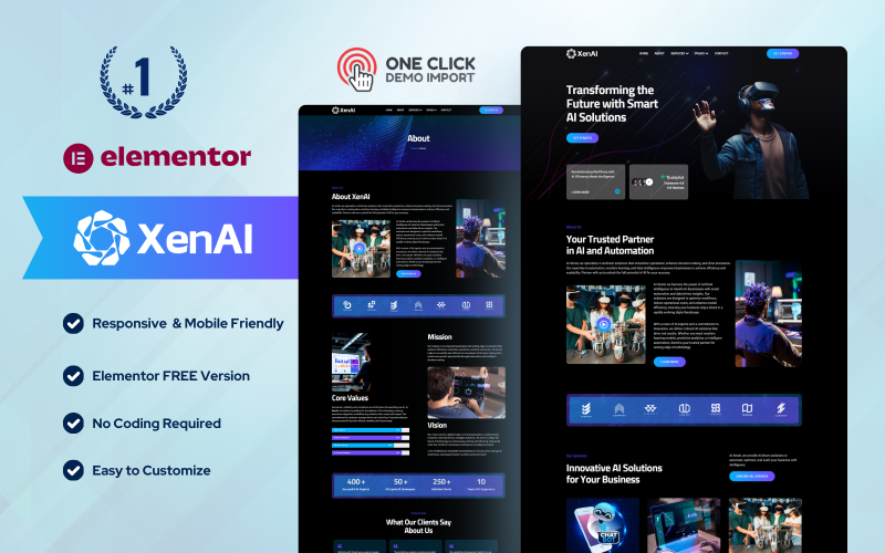 XenAI – AI Marketing Agency WordPress Elementor Template Kits