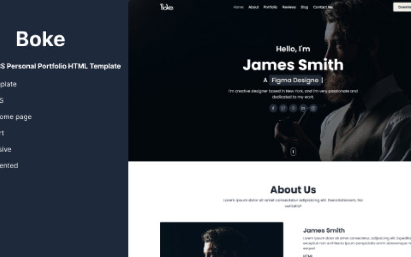 Boke - Tailwind CSS Personal Portfolio HTML-mall