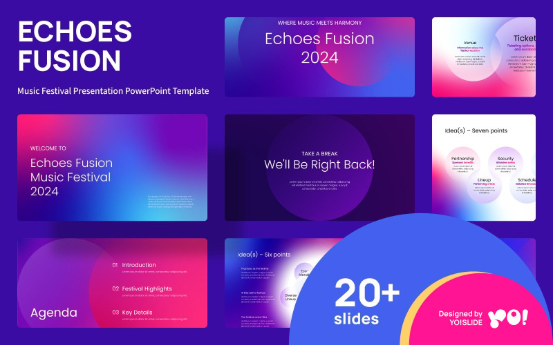 ECHOES FUSION Prezentace na hudebním festivalu PowerPoint šablony