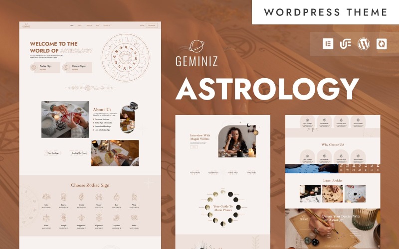 Geminiz - Horoscope, Astrology & Fortune Telling WordPress Elementor Theme