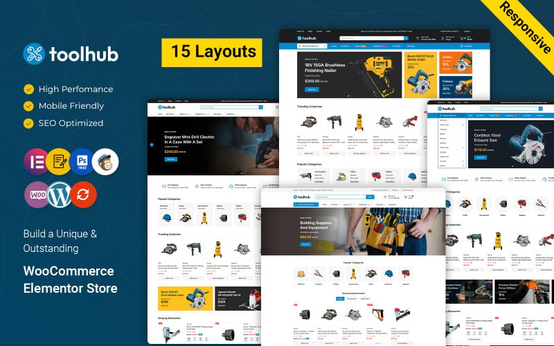 Toohub - Tools Power Equipment Náhradní díly a autodíly Téma WooCommerce