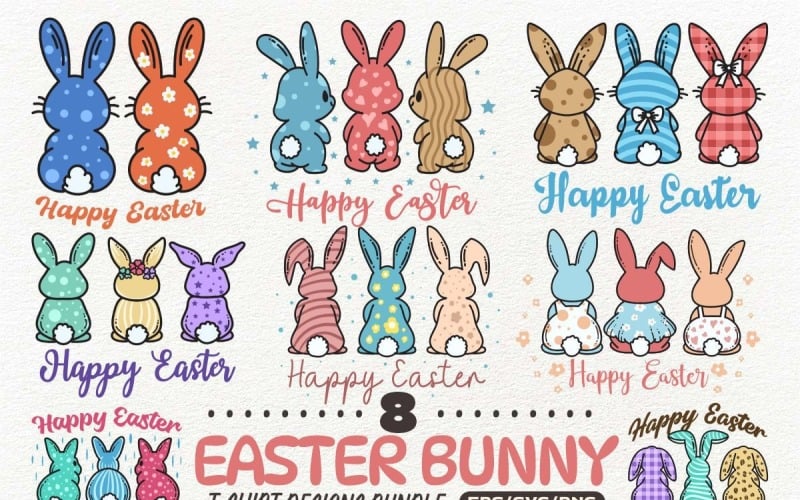 Easter Bunny T-shirt Designs Bundle