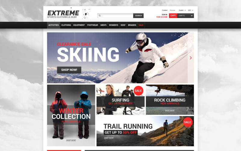 Tema PrestaShop di Extreme Sports Gear