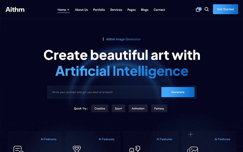 Aithm - Agenzia di intelligenza artificiale e modello HTML per startup futuristiche