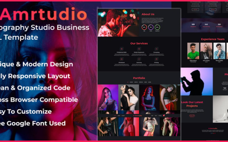 Amrstudio – Modèle HTML pour entreprise de studio de photographie