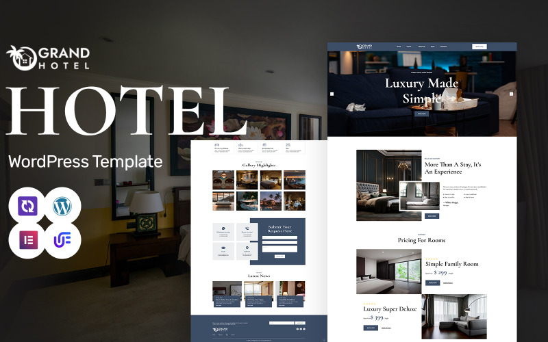 Grand Hotel: elegante tema Elementor de WordPress para hoteles y complejos turísticos