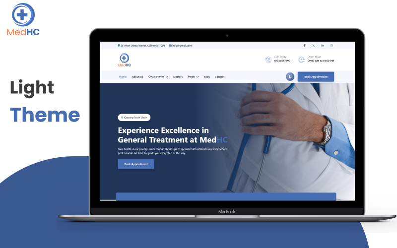 MedHC – Responsive Medical & Healthcare Webbplatsmall för flera sidor