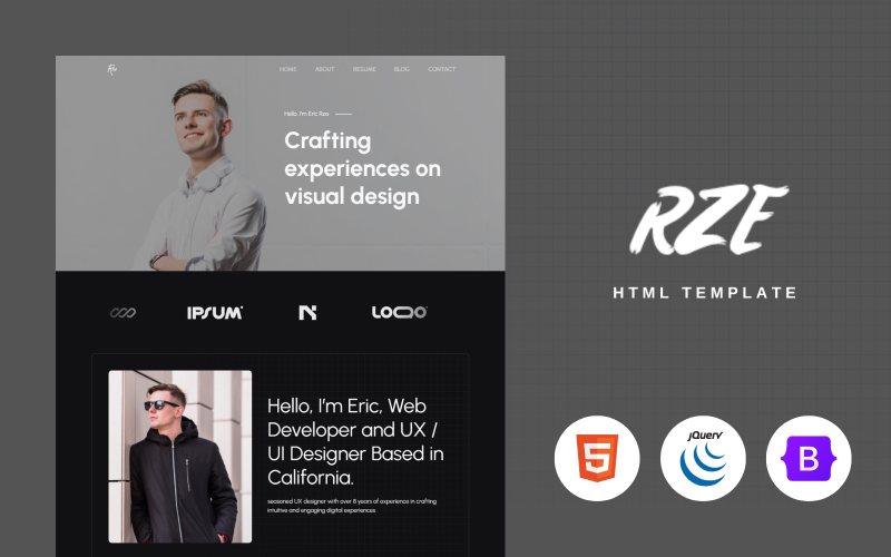 Rze — HTML-шаблон личного портфолио Bootstrap