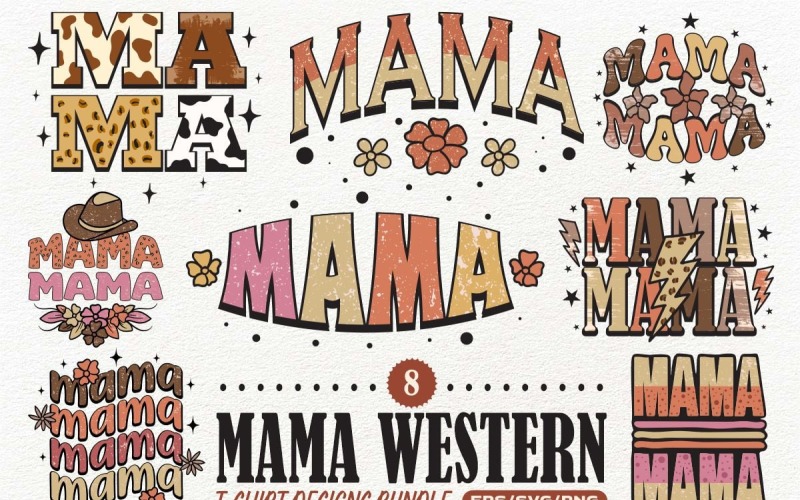 Lot de modèles de t-shirts Mama Western