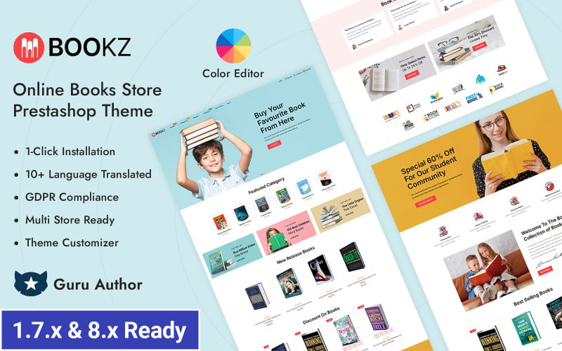 Bookz — адаптивная тема PrestaShop для магазина канцелярских товаров и книг