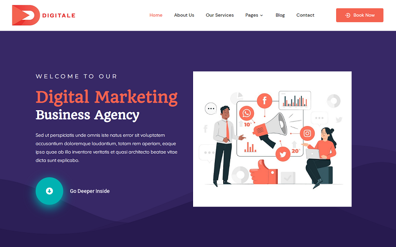 Digitale - Digital Marketing Agency Office Business Elementor WordPress Theme