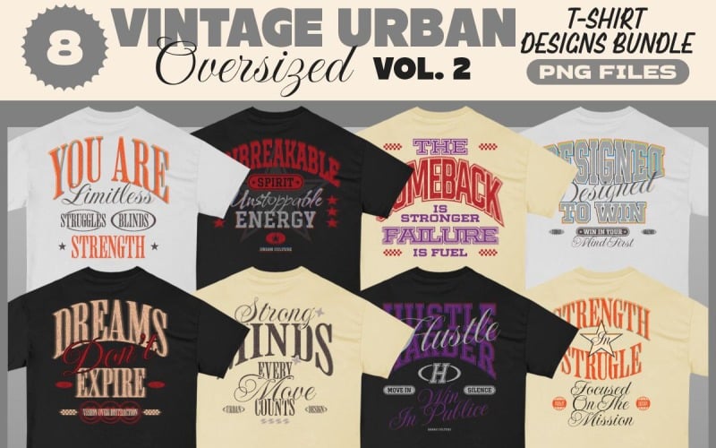 Bundle di design di magliette oversize urbane vintage Vol. 1