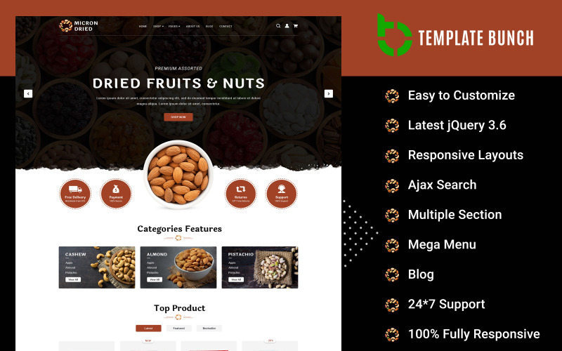 Micron Dried – адаптивна Prestashop тема для електронної комерції
