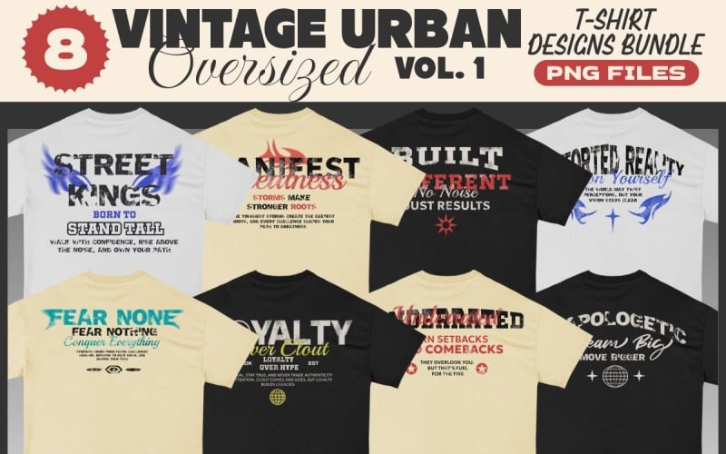 Vintage Urban Oversize T-shirt Designs Bundle Vol. 2