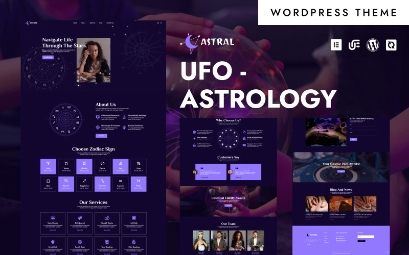 AstralVibe - Astrologi & Horoskop Förutsägelser WordPress Elementor Theme