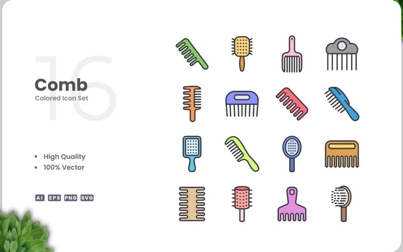 16 Comb Icon Color Collection