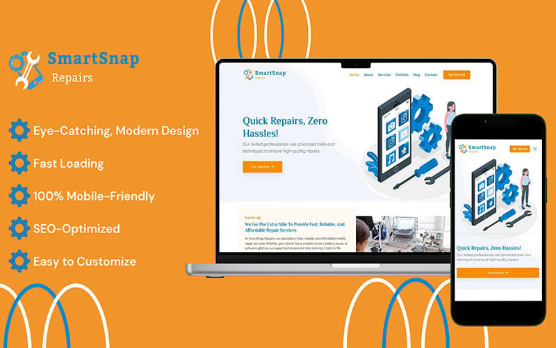 Smartsnap Repair — шаблон сайта по ремонту мобильных устройств