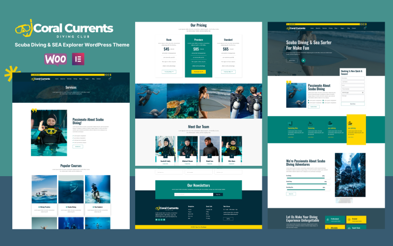 Cora Currents: tema Woocommerce para buceo y gadgets marinos