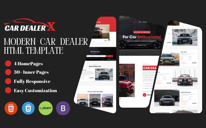 CarDealerX – šablona HTML pro prodejce a pronájem prémiových aut