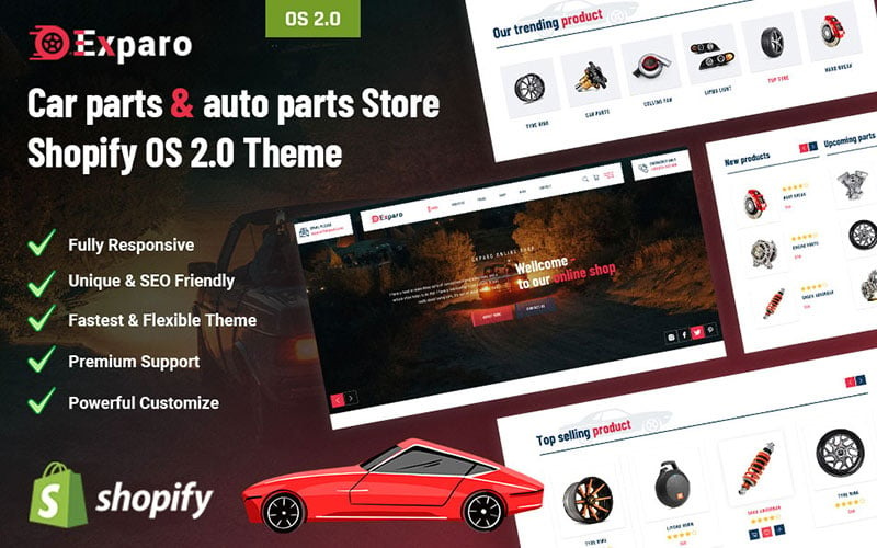 Exparo - Loja de peças de carro e autopeças Shopify 2.0 Tema