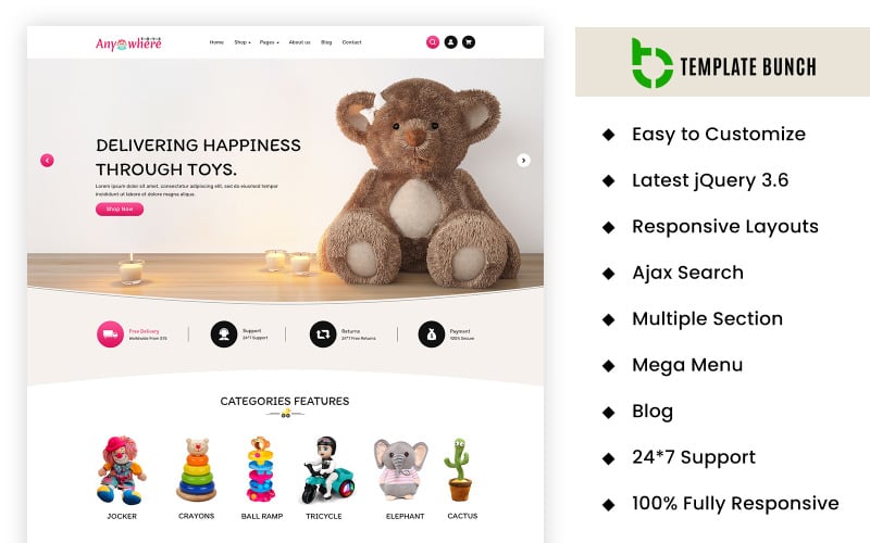 Anywhere – теми та шаблони електронної комерції Toys на Shopify