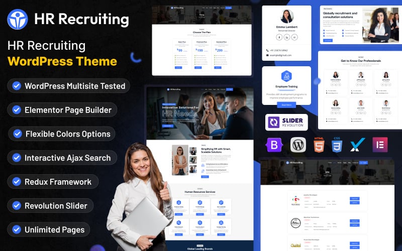 Tema WordPress Elementor de recrutamento de RH