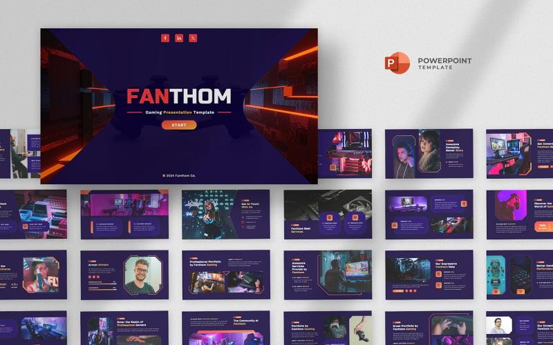 Fanthom - игровой киберспорт Шаблон Powerpoint