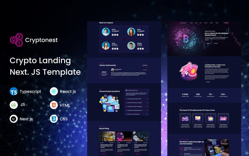 Cryptonest- Crypto React Ve Next JS Şablonu